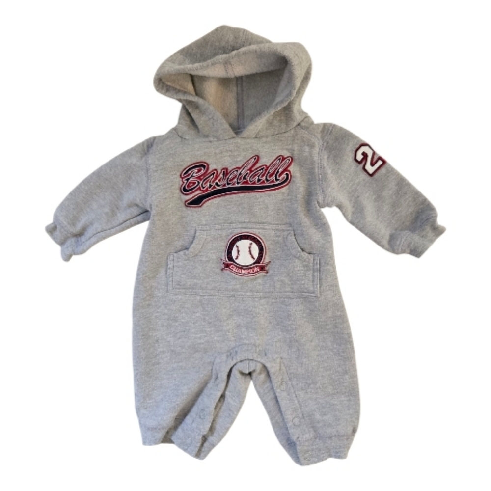 Vintage Y2k Miniwear Gray Baseball Hooded Onesie